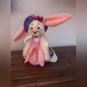 Annalee 15” Easter Parade Girl Bunny 2008 Sparkle Ears Pink Purple Suit